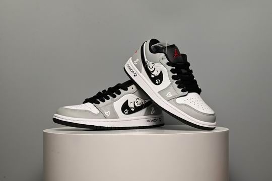 Cheap Air Jordan 1 Low Smoky Panda Men's Women's Basketball Shoes White Grey Black-11